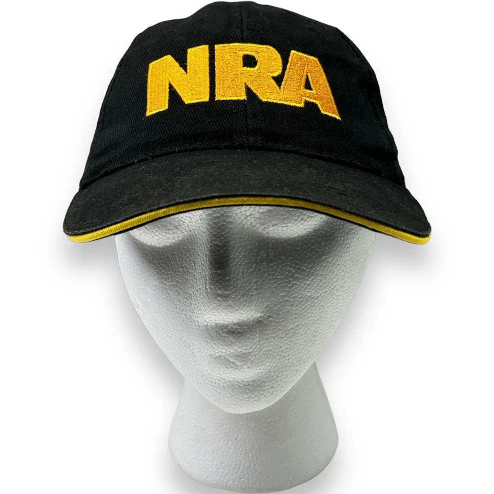 NRA Embroidered American Flag Hat Adjustable Ball Cap Black Yellow Cotton Mens